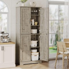 70″ Tall Kitchen Pantry Cabinet Storage Cabinet W/ 4 Doors & Adjustable Shelves
