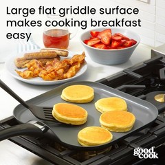 11-Inch Ceramic Nonstick Griddle Pan Aluminum Gas & Electric Stovetop Black