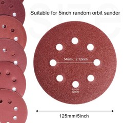 72Pcs 5 inch Sanding Discs 8-Hole Hook Loop for Orbital Sander Paper 40-320Grit