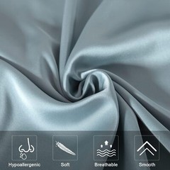 Aqua Blue Mulberry Silk Pillowcase Soft Breathable Anti-aging Hidden Zipper