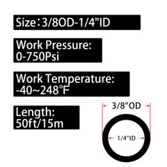 Multiple Size Black Air Pneumatic Polyurethane Tube PU Hose Pipe 50ft 15 Meter