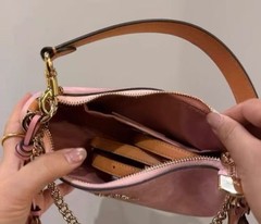 NWT Gold Powder Pink Teri Shoulder Bag Signature with Charms CEA20