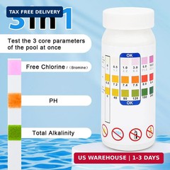 Pool Test Strips – 3-in-1 Pool Water Testing Kit for Chlorine/Bromine, pH, Alkal