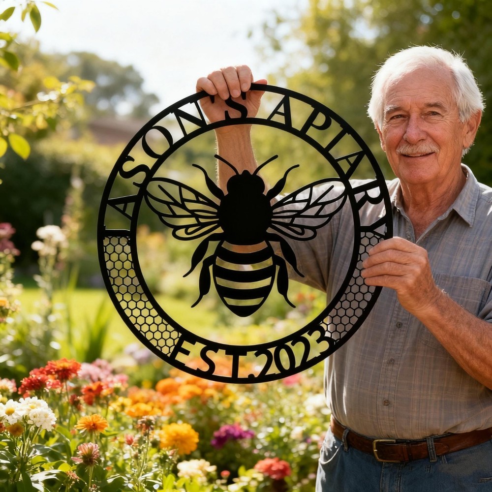 Custom Bee Apiary Metal Sign – Custom Name and Date Decor