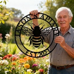 Custom Bee Apiary Metal Sign – Custom Name and Date Decor