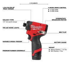 NEW Milwaukee M12 3453-20 FUEL 1/4″ Hex Impact Driver GEN 3 + 4.0 Battery & Chg.