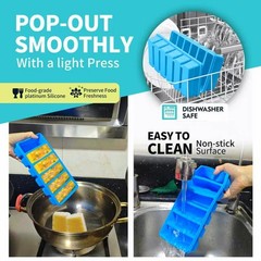1/2 Cup Silicone Freezer Tray With Lid – Molds 2 Pack For meal prep & freezing