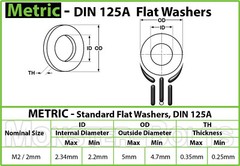 Stainless Steel Flat Washer DIN 125A M2 M2.5 M3 M4 M5 M6 M8 M10 M12 M14 M16 M20