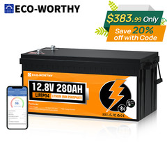 ECO-WORTHY 12V 280Ah 3584Wh 300Ah Bluetooth LiFePO4 Lithium Battery For RV Home