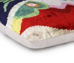 Abstract Velvet Pillow 16×24 – Multicolor Ikat, Handcrafted Luxury
