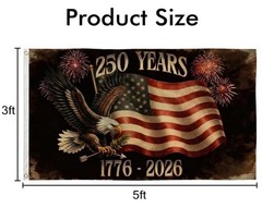 250 Years America Flag 3×5 FT 250th Anniversary USA Patriotic Flag 1776-2026