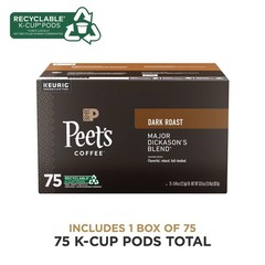 Peet’s Coffee, Dark Roast Keurig K-Cup Pods- Major Dickason’s Blend 75 Count