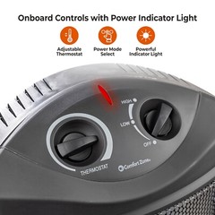 Comfort Zone Infrared Quartz Tower Space Heater with Adjustable Thermostat