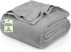 Utopia Bedding Ivory 100% Cotton Blanket [Queen Size – 90×90 Inch] 350GSM…