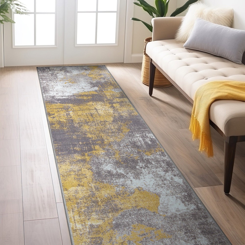 Rugshop Carpet Runners for Hallways Modern Distressed Abstract Non Slip Rugs 2×7
