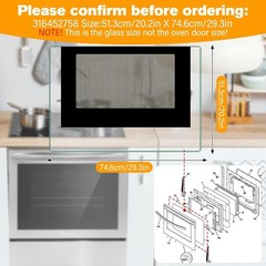 316452758 Outer Oven Door Glass For Frigidaire Crosley Kenmore Range 4583012