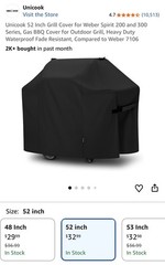 Unicook 52 Inch Grill Cover for Weber Spirit 200 and 300 Series, BBQ Cover