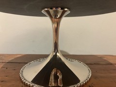 NEW Michael Aram Molten Cake Stand – Black Granite with Nickel Silver Base 11”