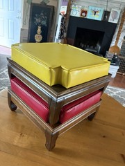 Set of 2 MCM Ethan Allen Stacking Footstools Stools Red & Green-15.75×9.75”!
