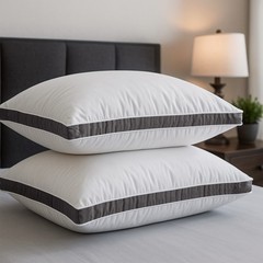 Pack of 2 Bed Pillows Quilted Hotel Quality Down Alternative Gusseted Pillow
