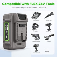 24V 8Ah Replacement Battery for Flex FX0221-1 Compatible with Flex Cordless Tool
