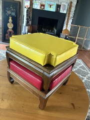 Set of 2 MCM Ethan Allen Stacking Footstools Stools Red & Green-15.75×9.75”!
