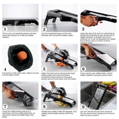 Vegetable Food Slicer Mandoline 7-in-1 Adjustable Stainless Potato Tomato Onion