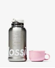 New Glossier 16 oz. Classic Tumbler Thermos Holiday Exclusive Pink/Silver Rare!