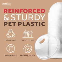 100 Clear 16 oz PET Cups with Dome Lids – Disposable for Smoothies & Treats