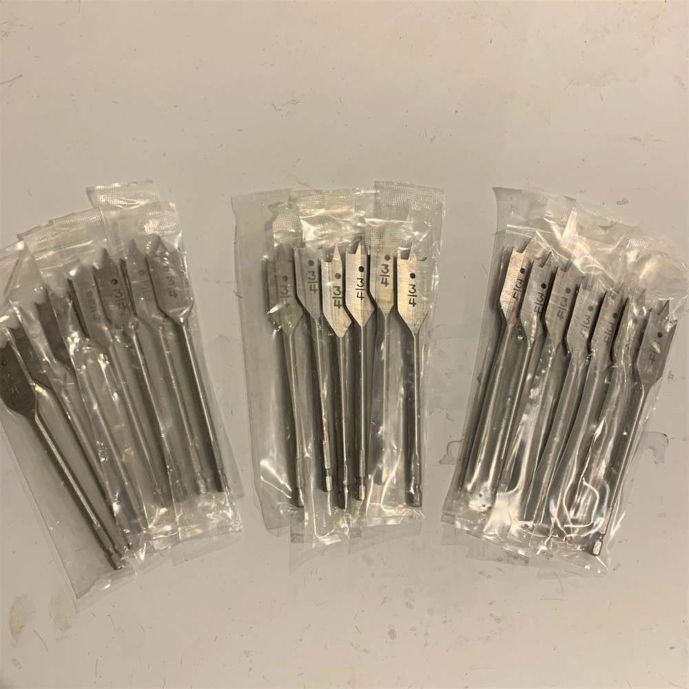 Lot of 20 New 3/4″ inch Spade Bits – Unbranded – New in plastic wrapper
