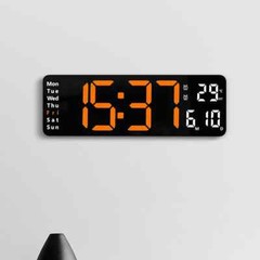 Large LED Digital Wall Clock Remote Control Temp Date Week Display Memory Watch
