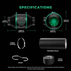 Mars Hydro Ifresh 4″Inline Fan Carbon Filter Kit Smart APP Control for Grow Tent