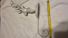 2) Christmas Deer Reindeer Stag Stocking Banner Holder Large Cast Iron Silver