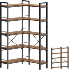 Huuger 5 Tier Bookshelf, L Shaped Corner Bookshelf with 10 Open Shelves, 49.4 In