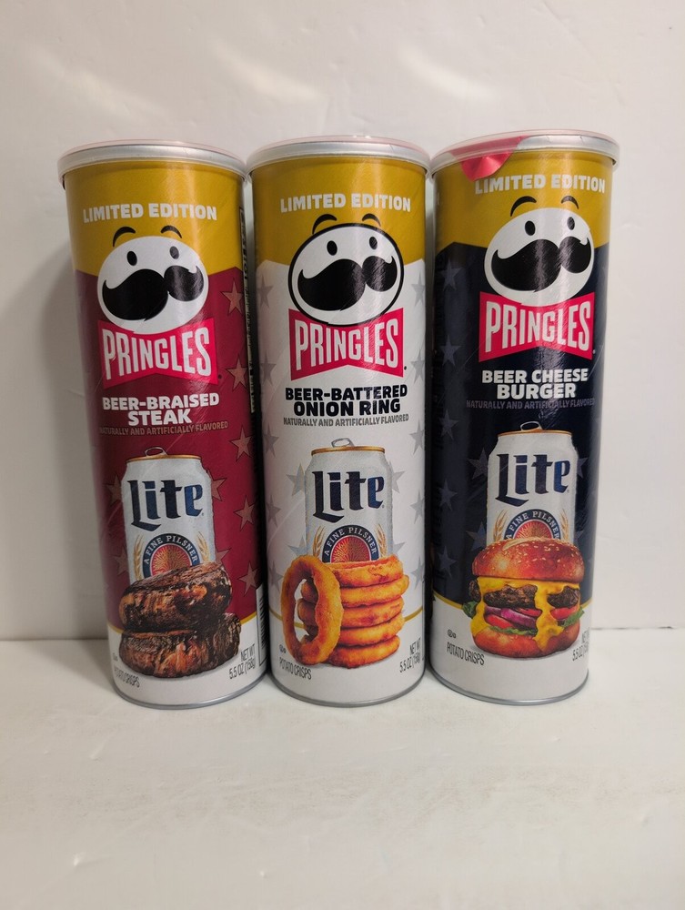 Pringles Miller Lite 3 Pack – Beer Steak – Cheeseburger – Onion Ring – Limited