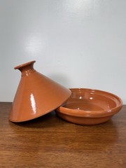 Tunisian Clay Tagine with Base Plate Authentic North African Cooking Pot Tajine