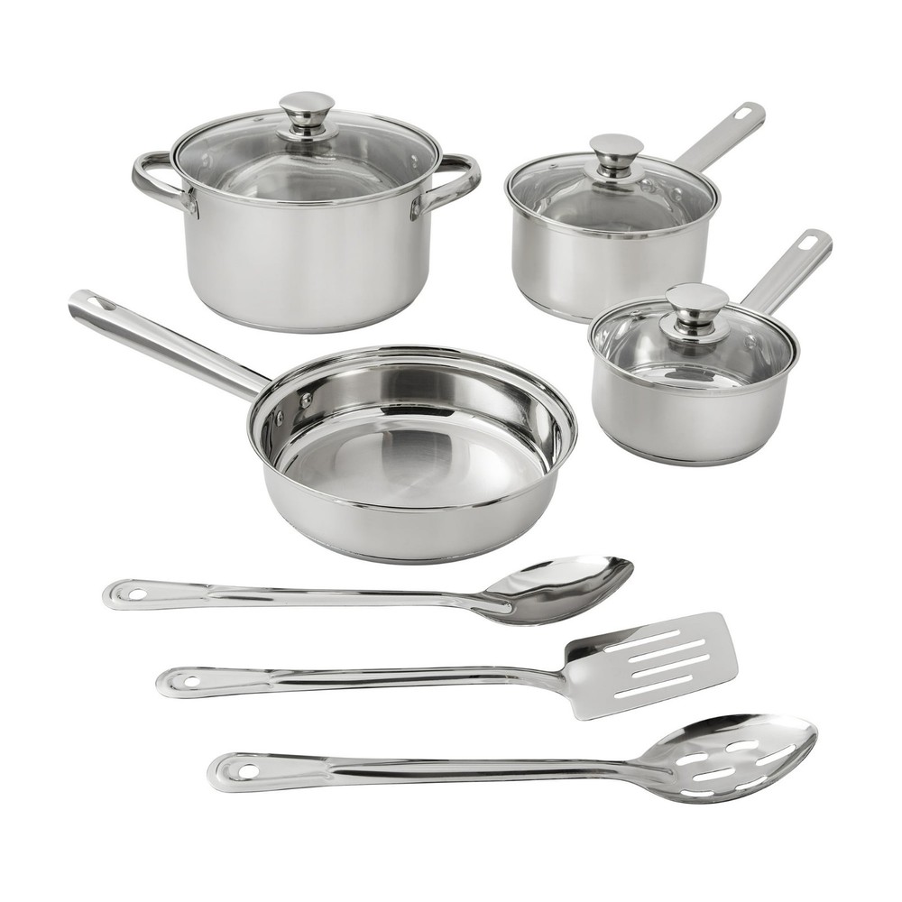 10 Piece Stainless Steel Cookware Set Pots and Pans Kitchen Set