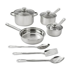10 Piece Stainless Steel Cookware Set Pots and Pans Kitchen Set