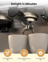 Espresso Machine with Grinder 20 Bar Espresso Coffee Maker Latte w/Milk Frother