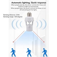 Infrared PIR Motion Sensor E27 LED Light Lamp Bulb Holder Socket Switch 110/220V