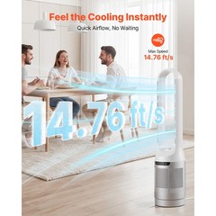Uimoso Bladeless Tower Fan with Remote,65° Oscillation, 12-Speed Settings, White