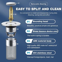 Washbasin Drainer Universal Type Copper Core For Water Leakage Plug Of Filter