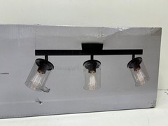 Globe Electric 24 in. Trixie 3-Light Track Light Bar Matte Black Seeded Glass