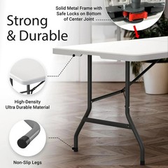 Used 6-Ft Plastic Folding Table – Ideal for Indoor/Outdoor Dining & Party Use