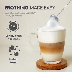 Zulay Kitchen Milk Frother Handheld Battery Operated Eco Frother, Beta Black
