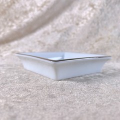 Cartier Porcelain Mini Change Tray Ashtray Platinum Painted Rim 8 x 8cm w/ Box