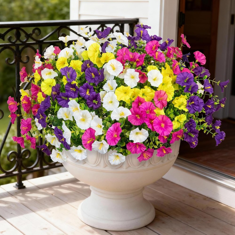 Bassion Artificial Flowers for Outdoors,20 Bundles Silk Fake FlowersUV Resistant