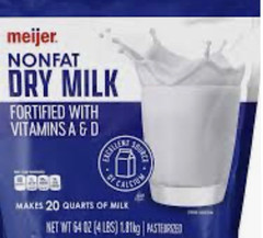 Instant Nonfat Dry Milk 64 oz Bag 4 lbs 20 Quarts 80 Servings Meijer Vitamin A D