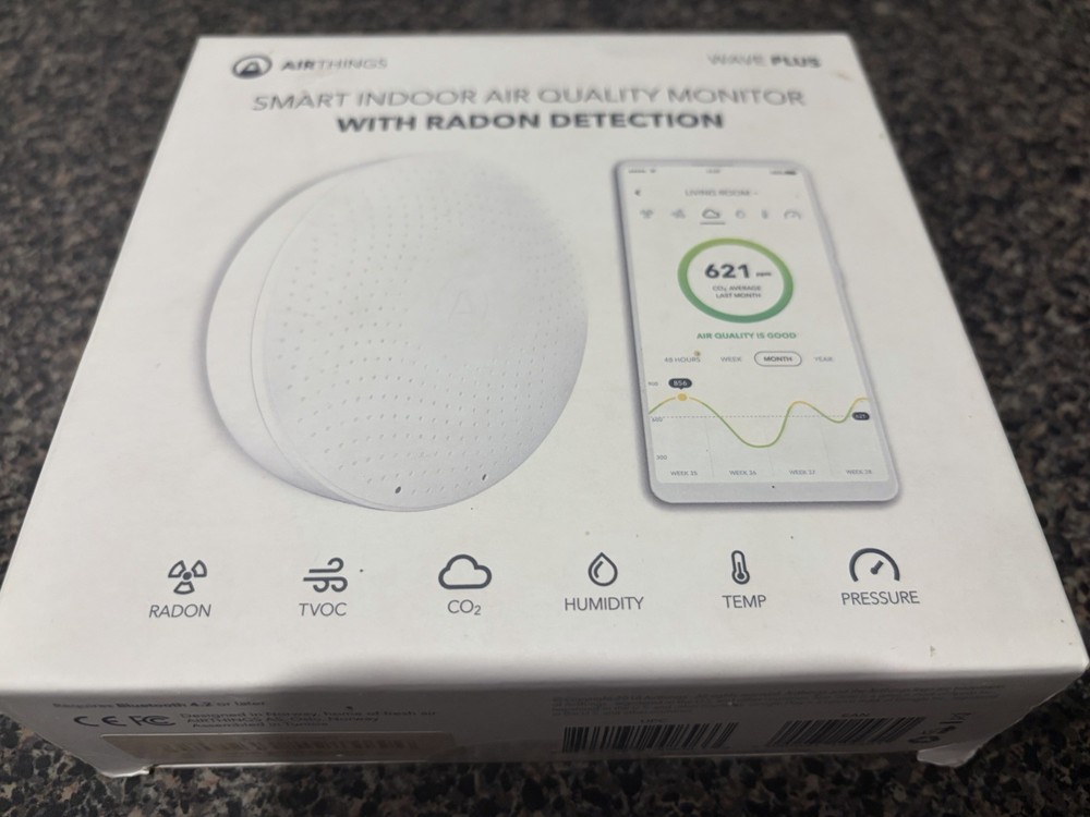 Airthings Wave Plus 2930 Smart Indoor Air Quality Monitor W/ Radon Detection