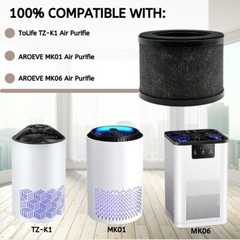 Nispira TZ-K1 True HEPA Carbon Filter for ToLife TZ-K1 Air Purifier, 2 Pack